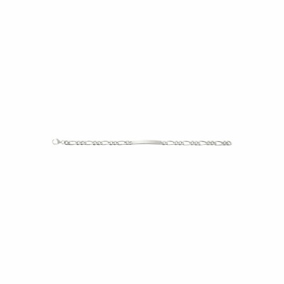 Gourmette figaro alterné en argent rhodié, 18cm