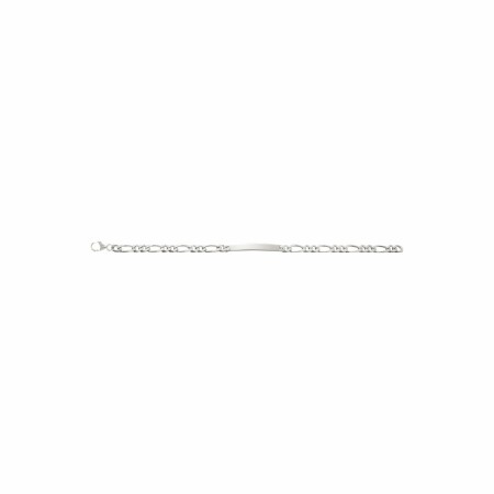 Gourmette figaro alterné en argent rhodié, 18cm