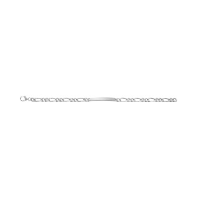 Gourmette maille figaro alternée en argent rhodié poli