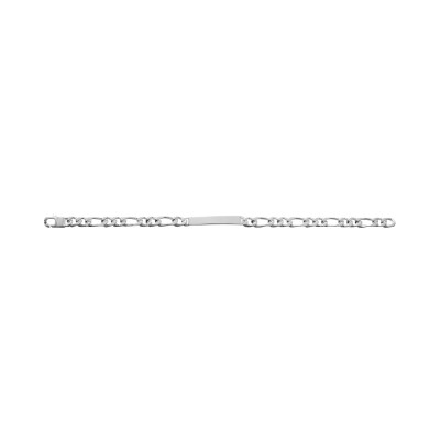 Gourmette maille figaro alternée en argent rhodié poli