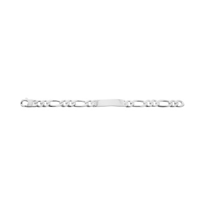 Gourmette maille figaro alternée en argent rhodié poli