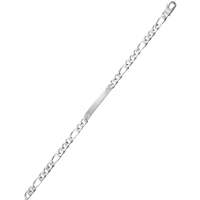 Gourmette maille figaro alternée en argent rhodié