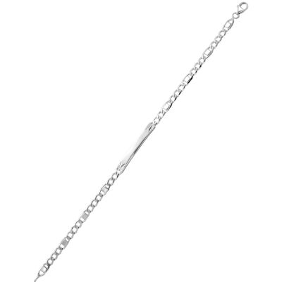 Gourmette maille fantaisie alternée en argent rhodié