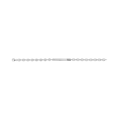 Gourmette maille grain de café en argent rhodié, taille 18cm