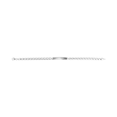 Gourmette maille marine plate en argent rhodié