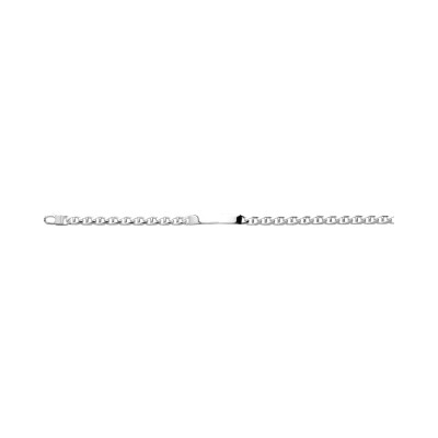 Gourmette maille marine plate en argent rhodié