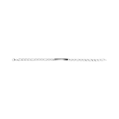 Gourmette maille marine plate alternée en argent rhodié, taille 18cm