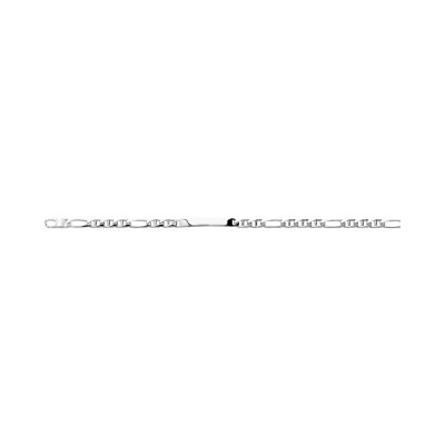 Gourmette maille marine plate alternée en argent rhodié