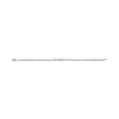 Gourmette maille fantaisie alternée en argent rhodié