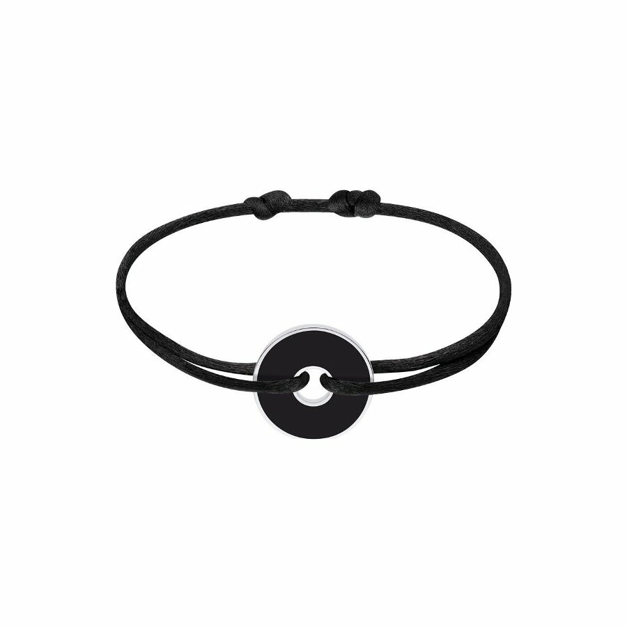 dinh van Pi Chinois cord bracelet, White & Black, silver, onyx