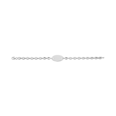 Gourmette maille grain de café en argent rhodié