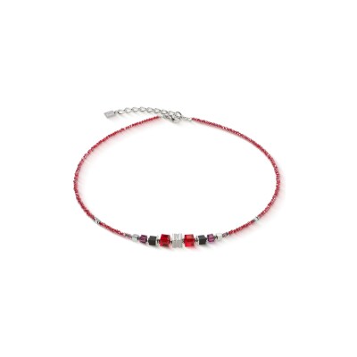 Collier Coeur de Lion Wave Cube Flow en acier, onyx, hématite et cristaux Swarovski et verre