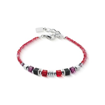 Bracelet Coeur de Lion Wave Cube Flow en acier, onyx, cristaux Swarovski et hématite et verre