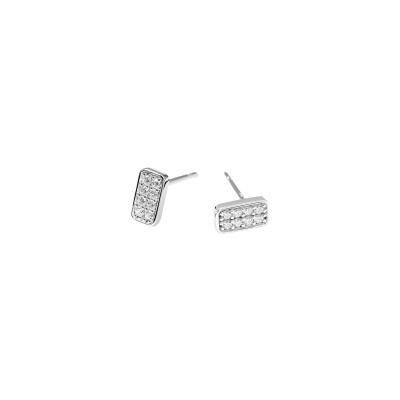 Puces d'oreilles Murat Les Pavés en argent rhodié et oxyde de zirconium