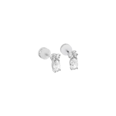 Boucles d'oreilles Murat Royale Twist en argent rhodié et oxyde de zirconium