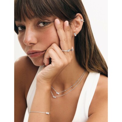 Boucles d'oreilles Murat Royale Twist en argent rhodié et oxyde de zirconium
