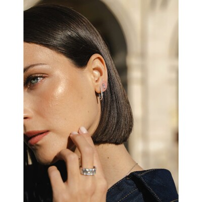 Boucles d'oreilles pendantes Murat Façades en argent rhodié et oxyde de zirconium