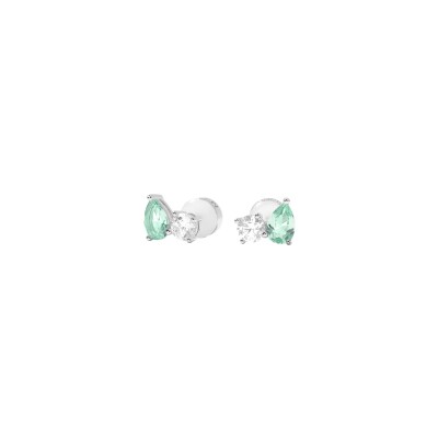 Boucles d'oreilles Murat Toi&Moi Twist en argent rhodié et oxydes de zirconium
