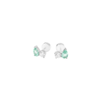 Boucles d'oreilles Murat Toi&Moi Twist en argent rhodié et oxydes de zirconium