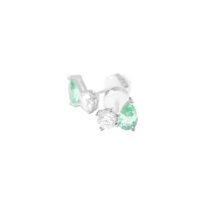 Boucles d'oreilles Murat Toi&Moi Twist en argent rhodié et oxydes de zirconium
