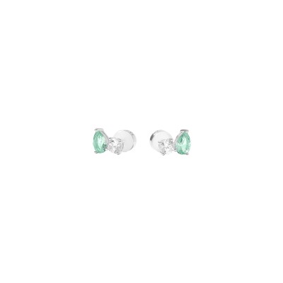 Boucles d'oreilles Murat Toi&Moi Twist en argent rhodié et oxydes de zirconium
