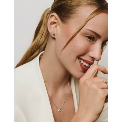 Boucles d'oreilles Murat Toi&Moi Twist en argent rhodié et oxydes de zirconium