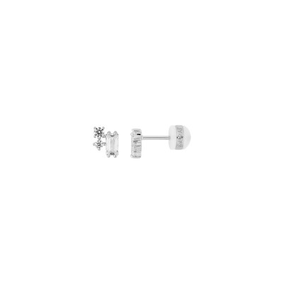 Boucles d'oreilles Murat Harmonie Twist en argent rhodié et oxydes de zirconium