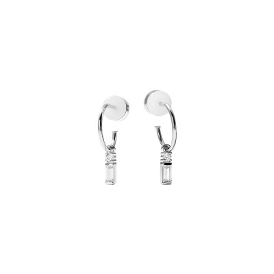 Boucles d'oreilles pendantes Murat Façades en argent rhodié et oxyde de zirconium