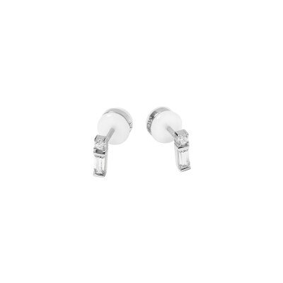 Puces d'oreilles Murat Façades en argent rhodié et oxyde de zirconium