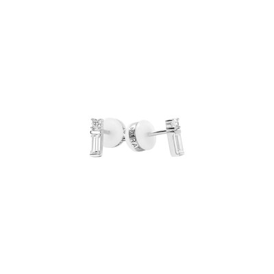 Puces d'oreilles Murat Façades en argent rhodié et oxyde de zirconium
