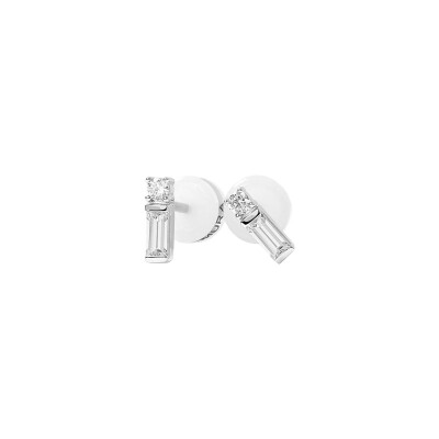 Puces d'oreilles Murat Façades en argent rhodié et oxyde de zirconium