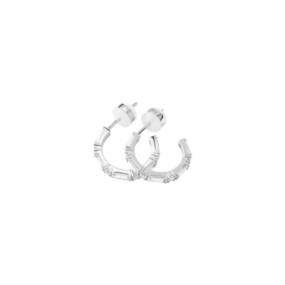 Boucles d'oreilles créoles Murat Façades en argent rhodié et oxyde de zirconium
