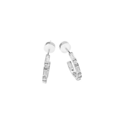 Boucles d'oreilles créoles Murat Façades en argent rhodié et oxyde de zirconium