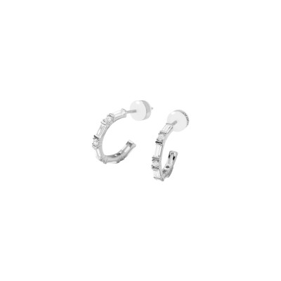 Boucles d'oreilles créoles Murat Façades en argent rhodié et oxyde de zirconium