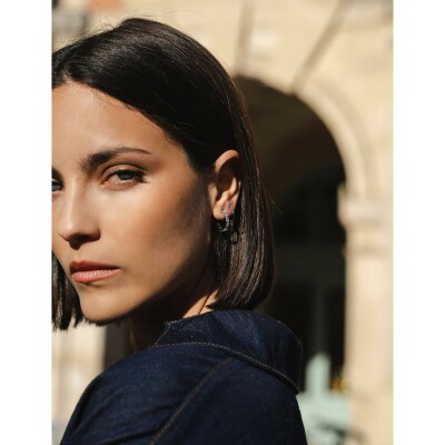 Boucles d'oreilles créoles Murat Façades en argent rhodié et oxyde de zirconium