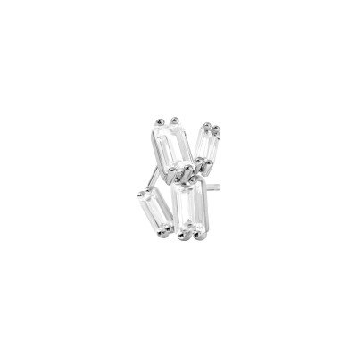 Boucles d'oreilles Murat Miroir Twist en argent rhodié et oxydes de zirconium