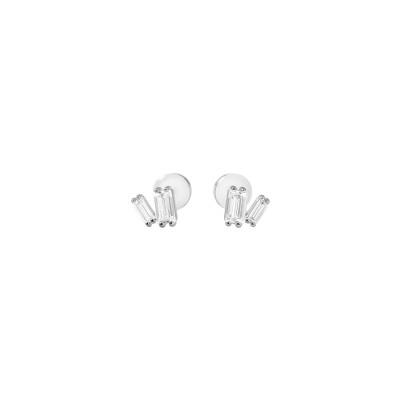Boucles d'oreilles Murat Miroir Twist en argent rhodié et oxydes de zirconium