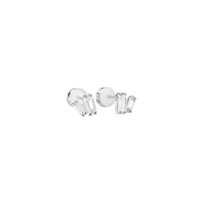 Boucles d'oreilles Murat Miroir Twist en argent rhodié et oxydes de zirconium