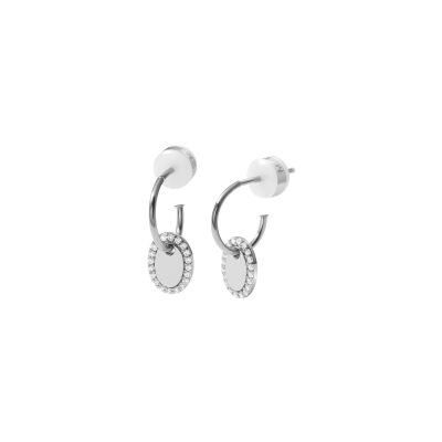 Boucles d'oreilles créoles Murat Café Lumière en argent rhodié et oxyde de zirconium