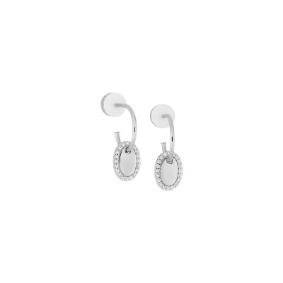 Boucles d'oreilles créoles Murat Café Lumière en argent rhodié et oxyde de zirconium