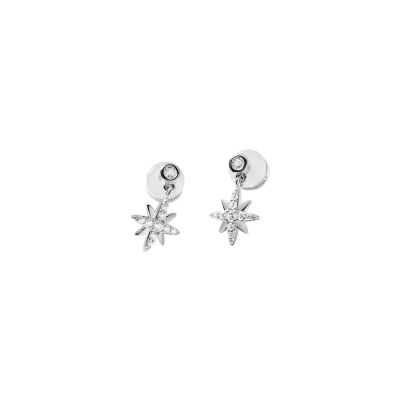 Boucles d'oreilles pendantes Murat Céleste en argent rhodié et oxyde de zirconium