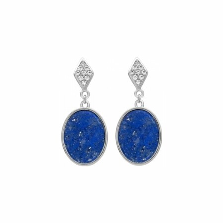 Boucles d'oreilles Murat Royale en argent, oxydes de zirconium et lapis lazuli