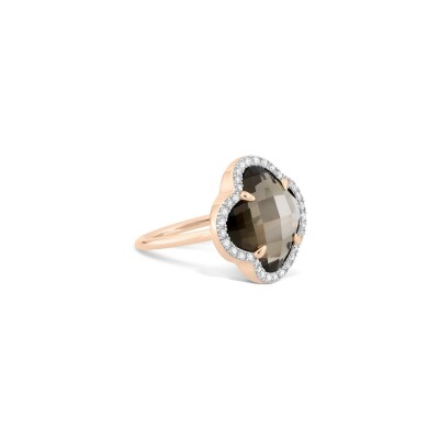 Bague Morganne Bello Victoria Diamants en or rose, quartz fumé et diamants