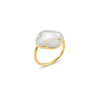 Bague Morganne Bello Victoria Diamants en or jaune, nacre blanche et diamants