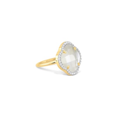Bague Morganne Bello Victoria Diamants en or jaune, nacre blanche et diamants