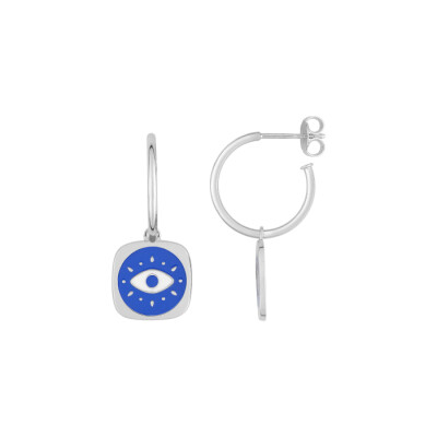 Boucles d'oreilles en argent et laque bleue