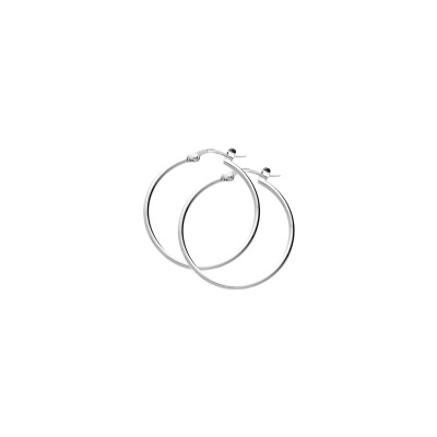 Boucles d'oreilles créoles en argent rhodié, diamètre 25mm