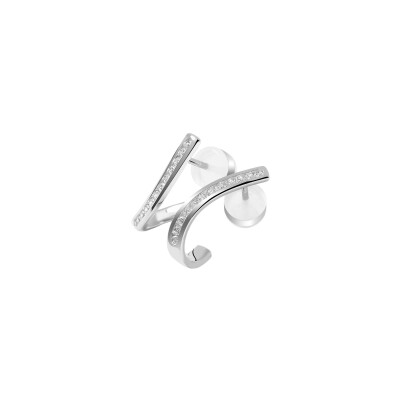 Boucles d'oreilles Murat Seine en argent rhodié et oxyde de zirconium