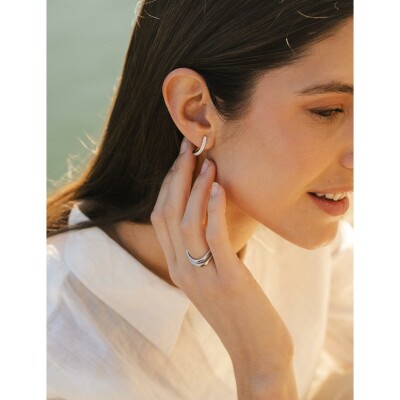 Boucles d'oreilles Murat Seine en argent rhodié et oxyde de zirconium