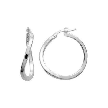 Boucles d'oreilles créoles en argent rhodié